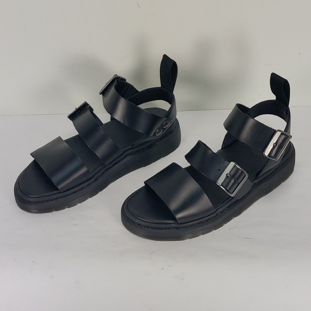 DR. MARTENS GRYPHON BLACK  BRANDO LEATHER GLADIATOR SANDALS UNISEX WOMEN 8 MEN 7